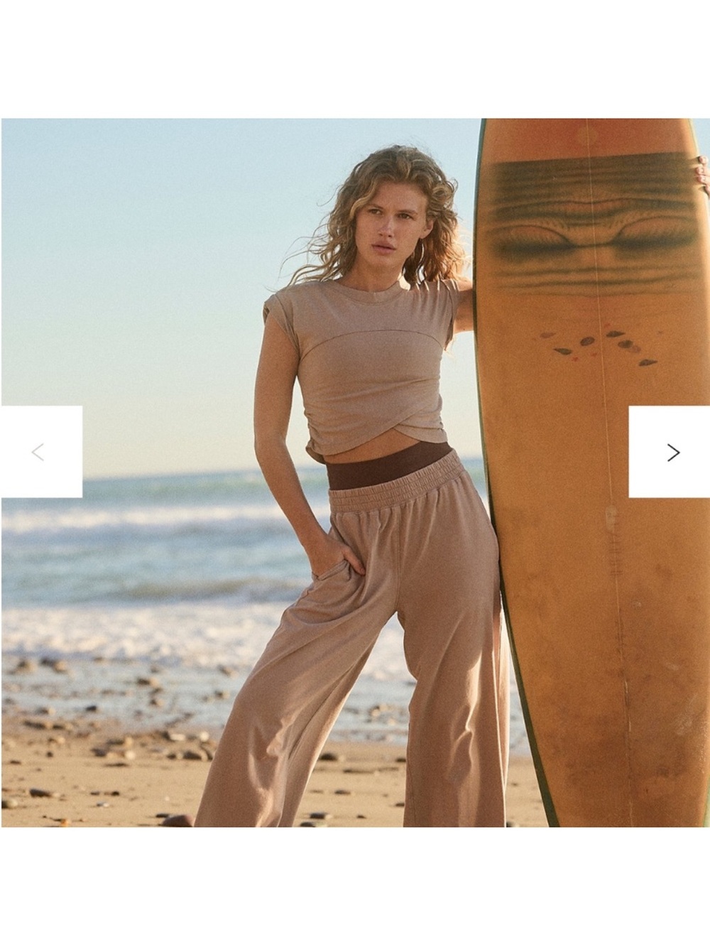 Free People Taupe Twist-Front Crop Tee